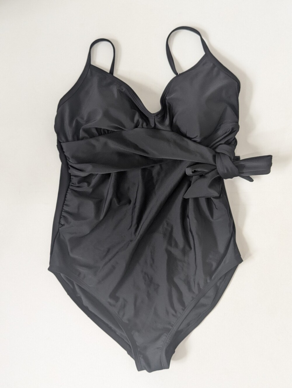 Isabel Maternity by Ingrid & Isabel Tie Front Bow One Piece Swimsuit L Black NEW